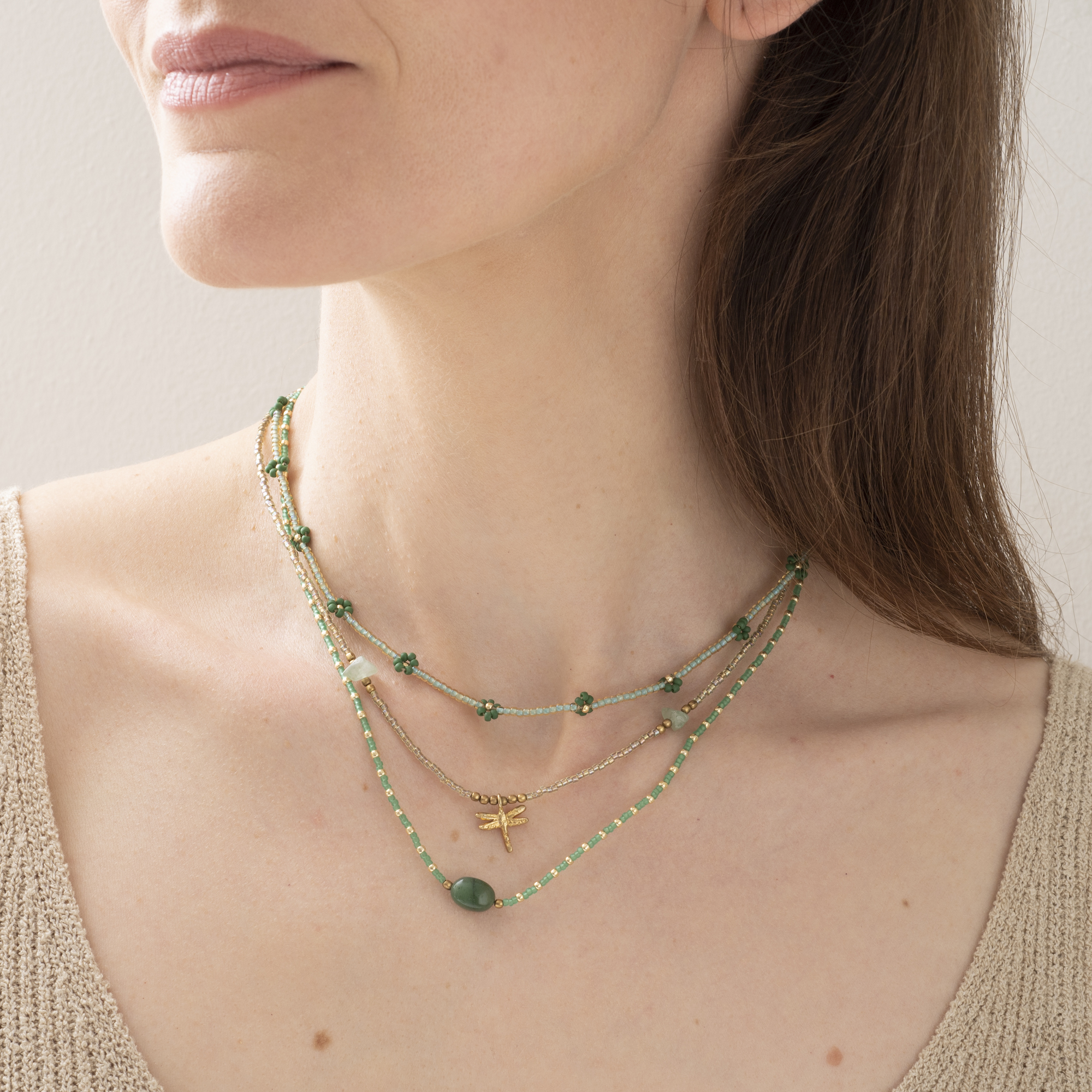 A Beautiful Story Wildflower Aventurine Gold Necklace